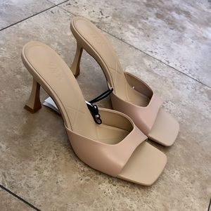 Zara Beige Heeled Mules